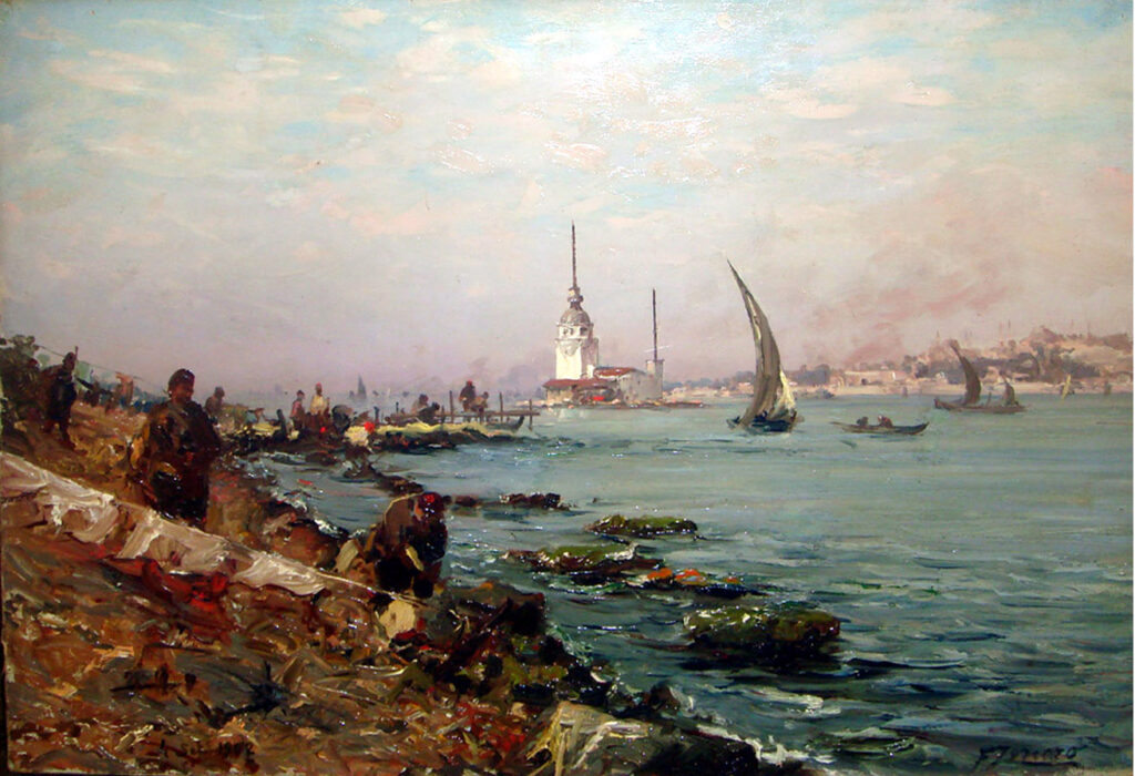 Fausto Zonaro (1854-1929), Üsküdar’dan Kız Kulesi, Özel Koleksiyon.