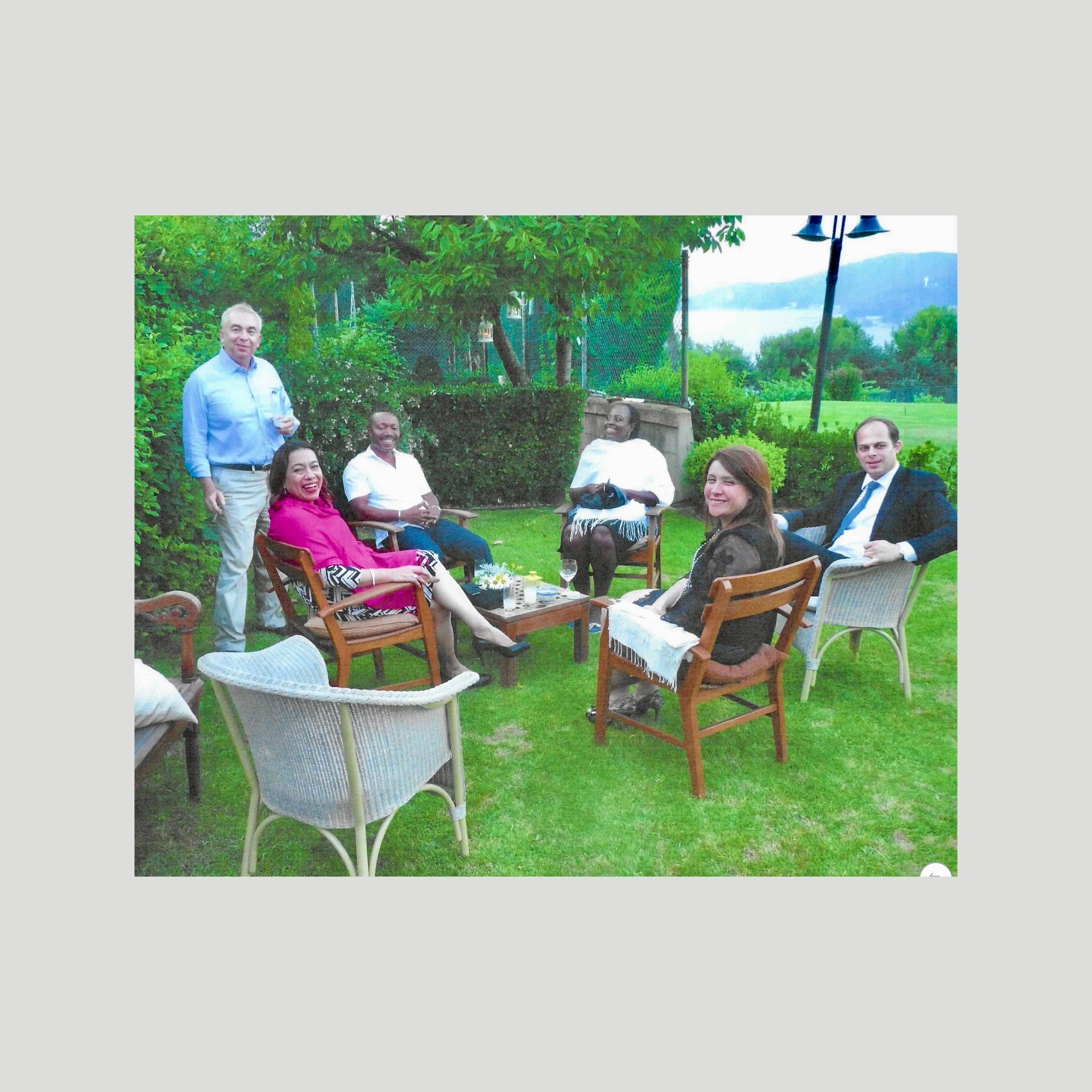 2014 - At my residence garden, in Yeniköy (standing), hosting the Guyana Minister of Foreign Affairs H.E. Carolyn Rodrigues-Birkett, her spouse, her assisting lady, Director of Caribbean Desk at Turkish MOFA, Consul General Berkan Pazarcı and H.E. Şule Öztunç, Turkish Ambassador in Caracas Venezuella.