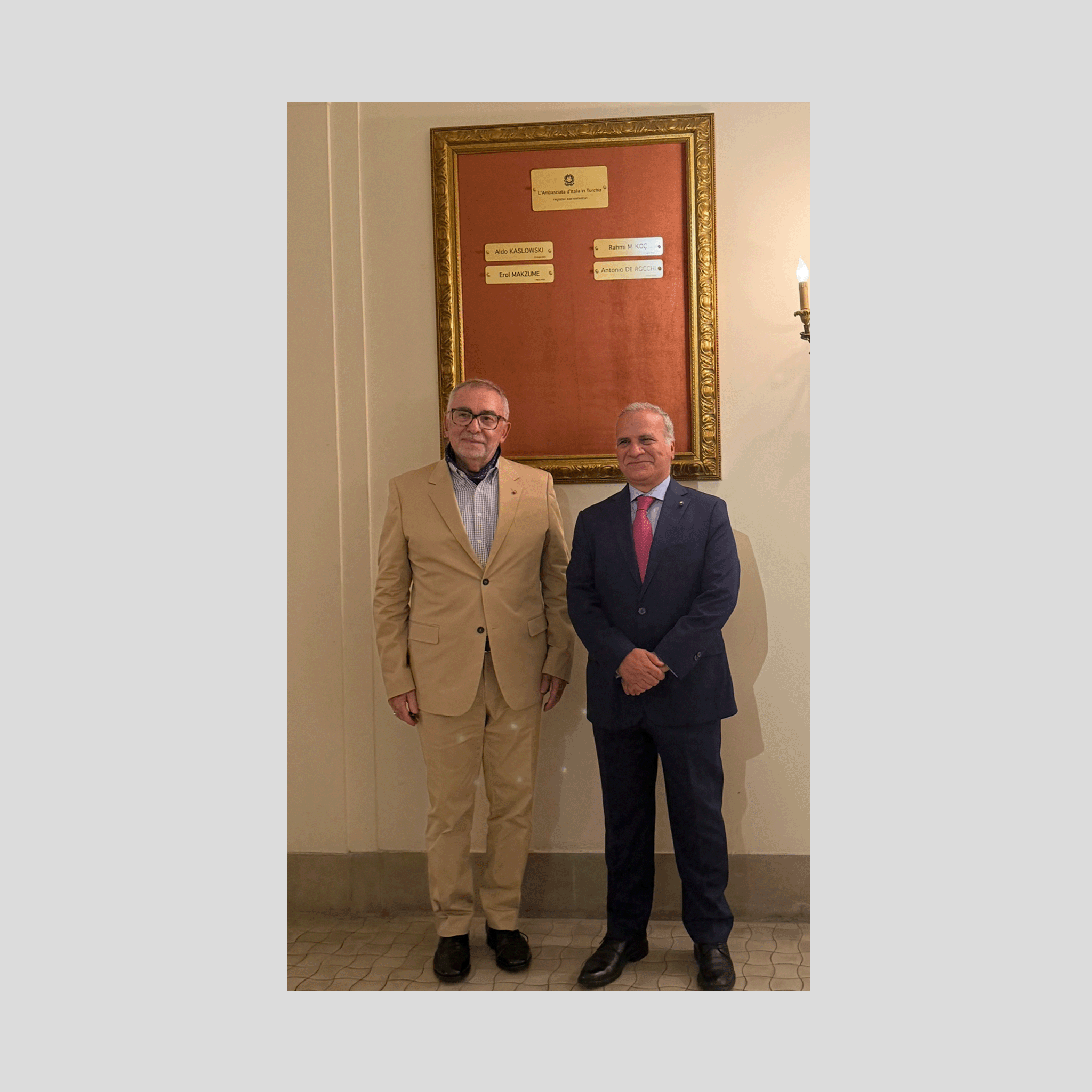 Palazzo di Venezia Istanbul - Honorification by Ambassador G. Marrapodi with inscribed plate